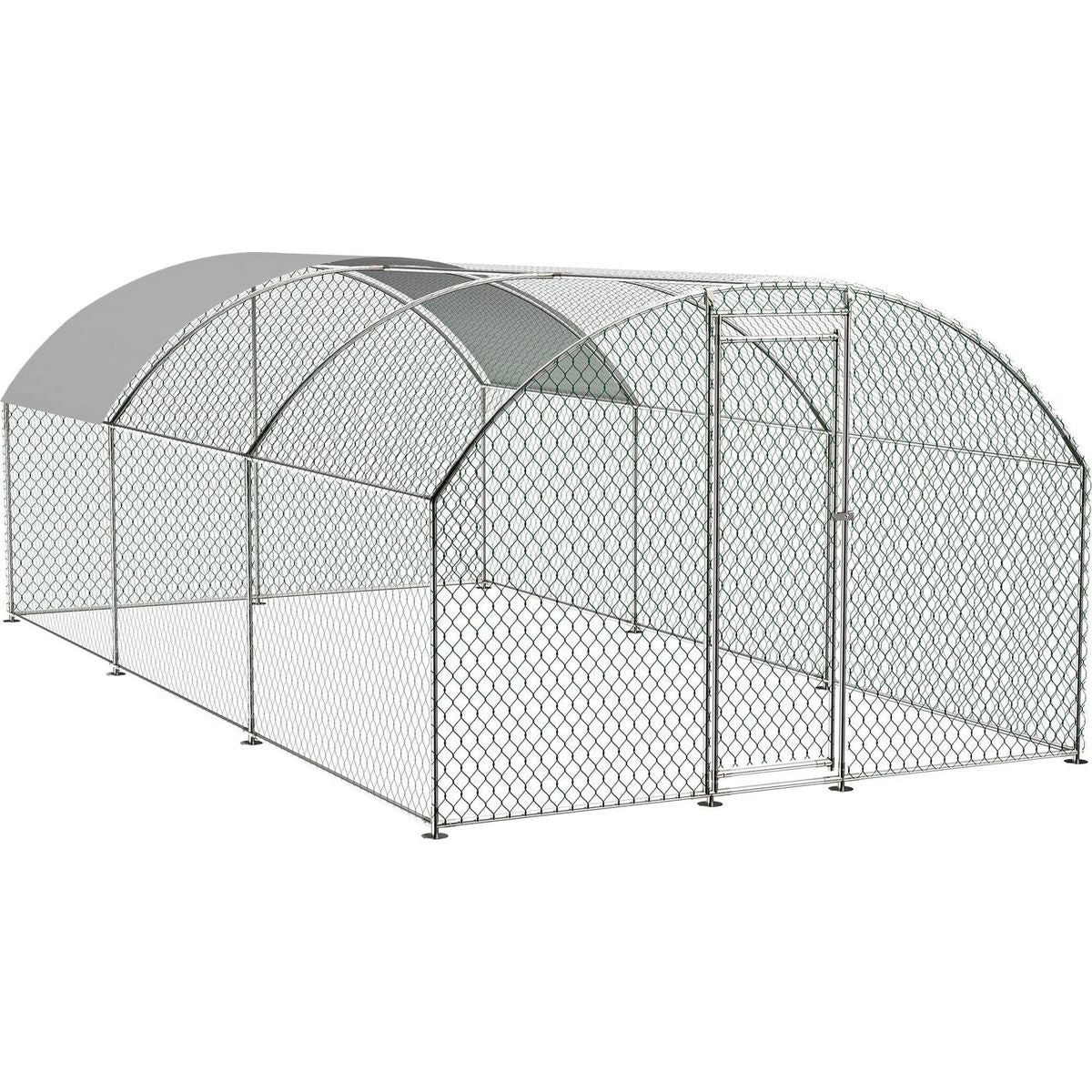 Large Chicken Coop Metal Chicken Run with Waterproof and Anti-UV Cover, Dome Shaped Walk-in Fence Cage Hen House for Outdoor and Yard Farm Use, 1" Tube Diameter, 9.84' x 19.68' x 6.56'