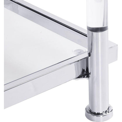 43.31" Chrome Glass Sofa Table, Acrylic Side Table, Console Table for Living Room& Bedroom