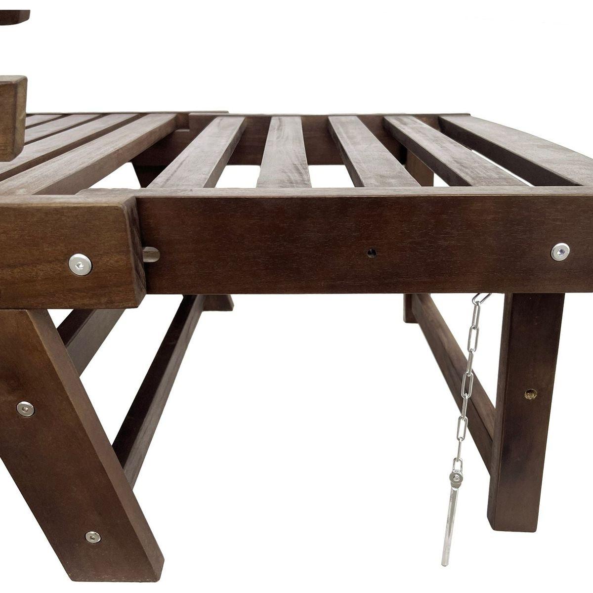 Outdoor Adjustable Patio Wooden Daybed Sofa Chaise Lounge with Cushions for Small Places, Brown Finish+Beige Cushion