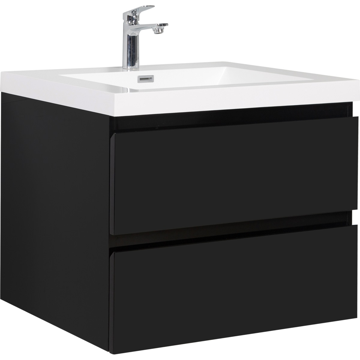 30" Floating Bathroom Vanity with Sink, Modern Wall-Mounted Bathroom Storage Vanity Cabinet with Resin Top Basin and Soft Close Drawers, Glossy Black