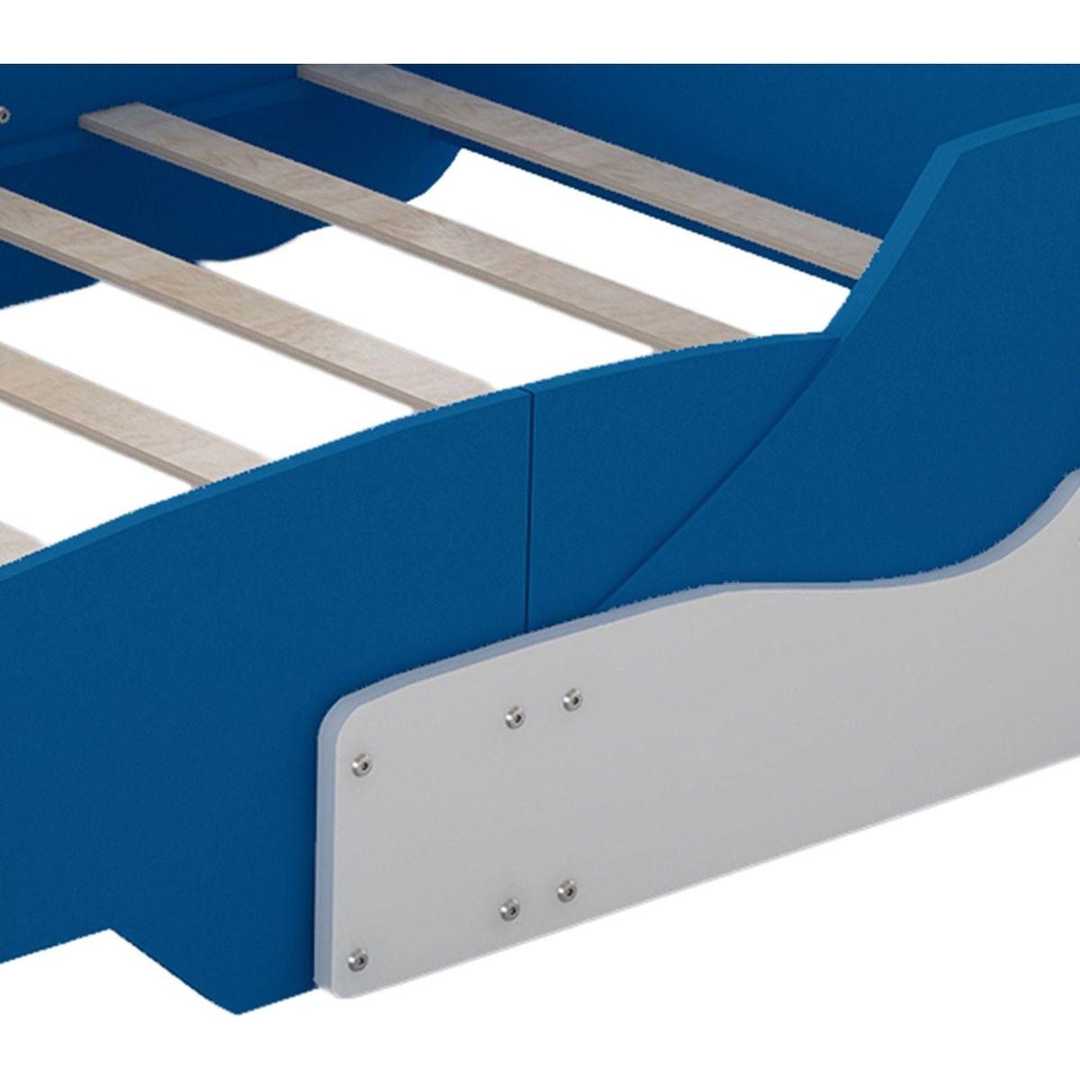 Full Size Race Car-Shaped Platform Bed with Wheels,Blue