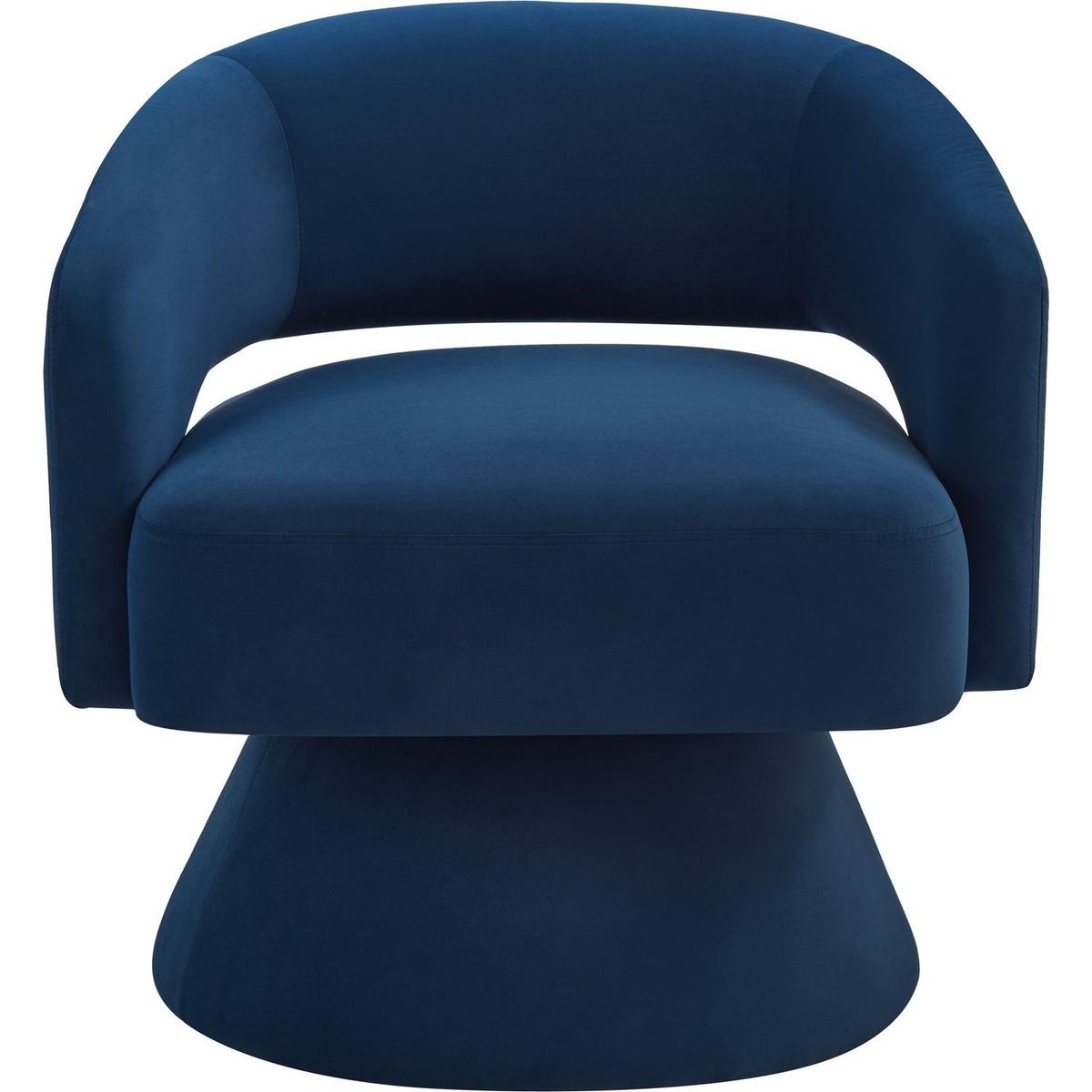 Modern Swivel Barrel Chair, Upholstered Velvet Round Accent Chairs,360 Degree Comfy Swivel Chair with Open Backrest, Single Chair Armchair for Living Room Bedroom, Homerest,Navy