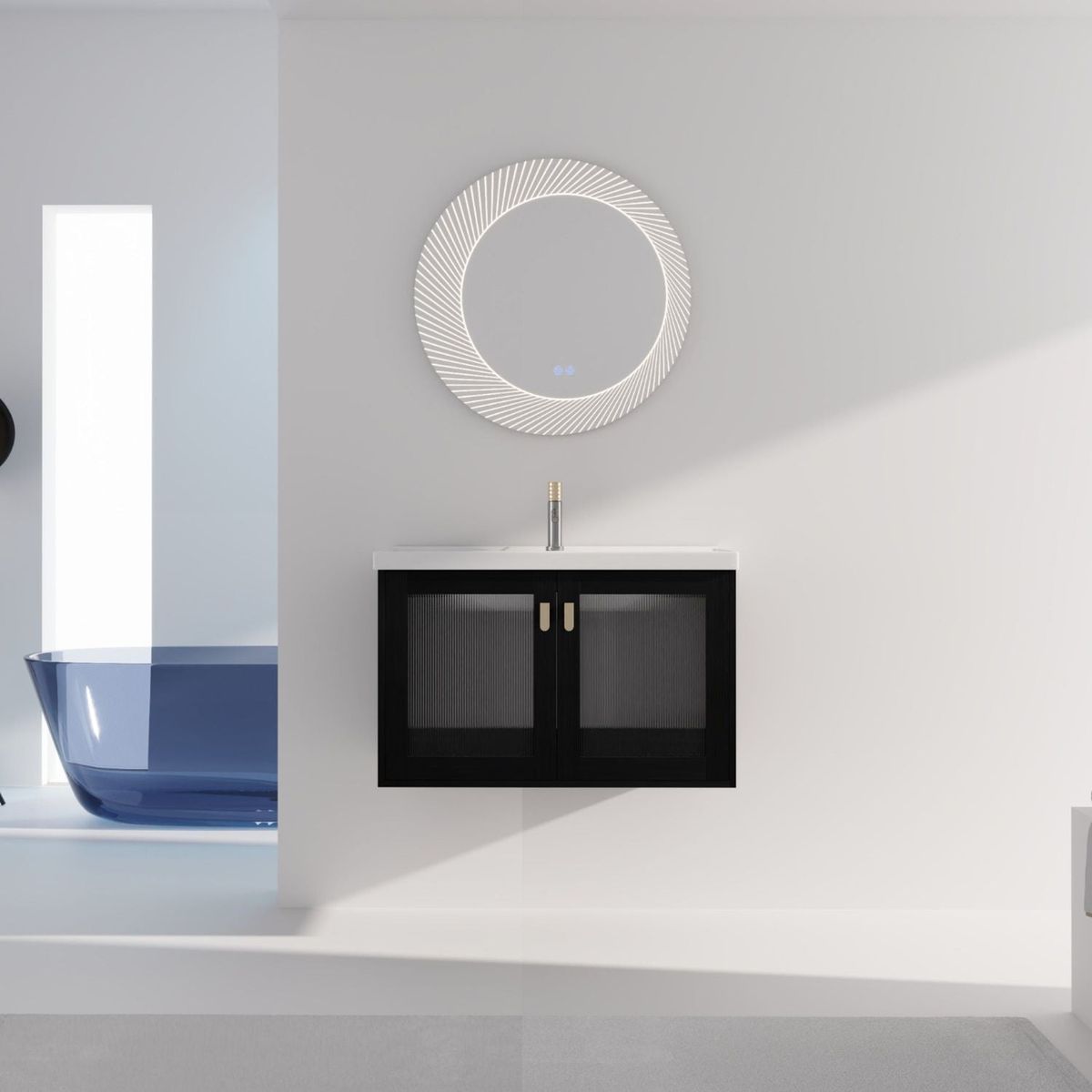 32 Inch Wall-Mounted Bathroom Vanity With Sink, For Small Bathroom (KD-Packing)