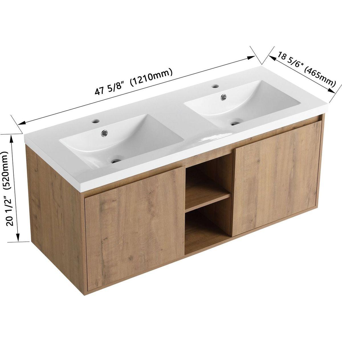 48" Wall Mounted Bathroom Vanity With Double Sink, Soft Closing Door Hinge (KD-Package)G