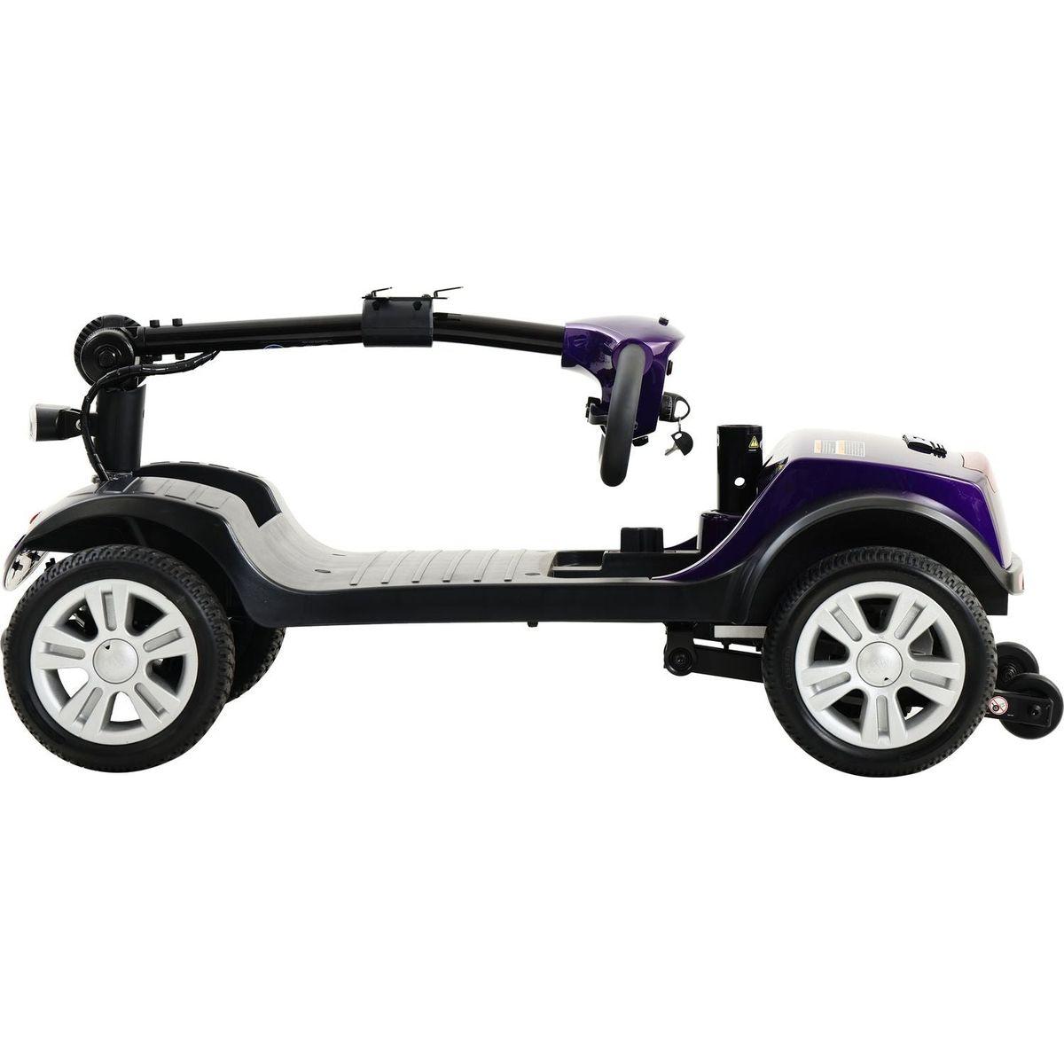 Four wheels Compact Travel Mobility Scooter with 300W Motor for Adult-300lbs, Dark Purple