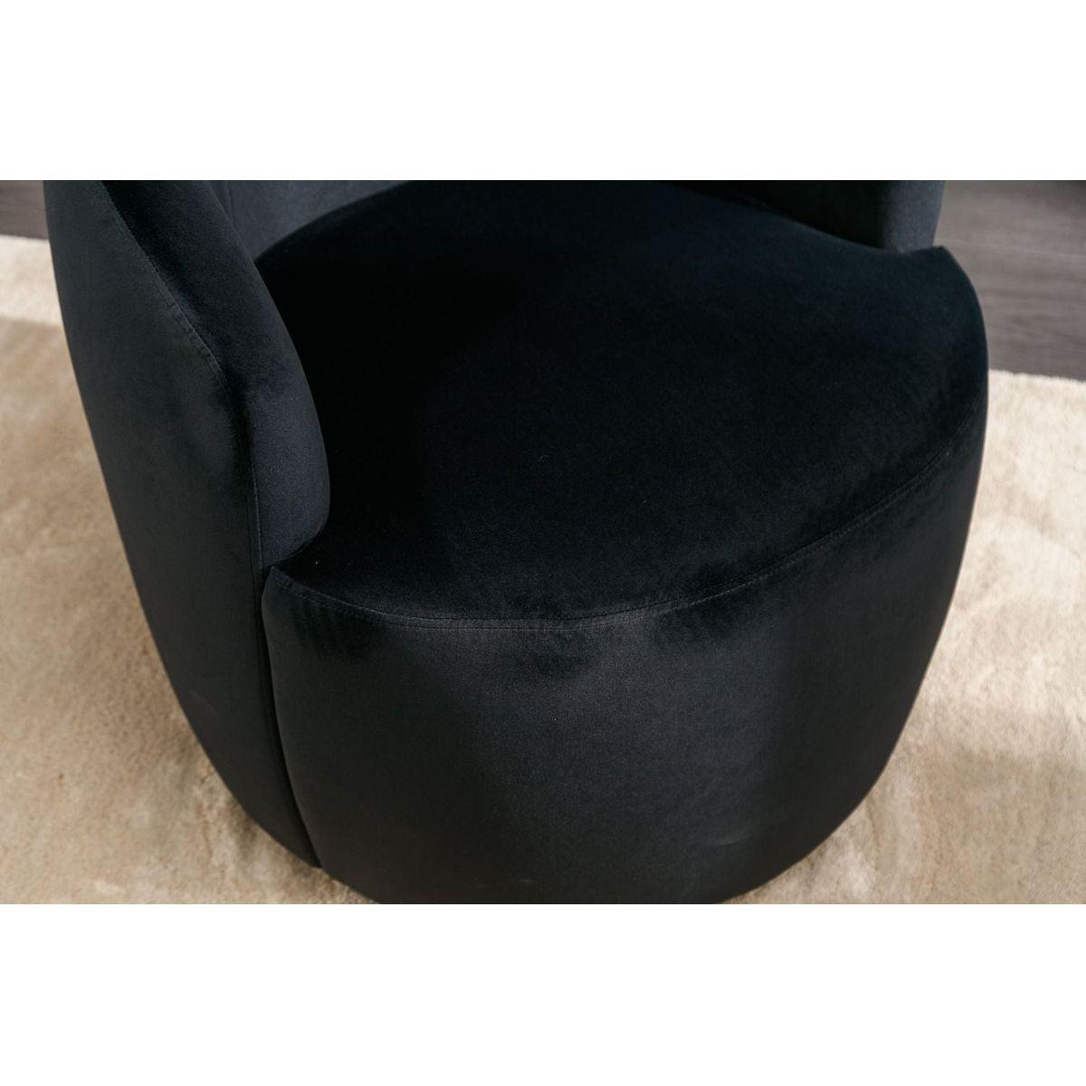 Velvet Fabric Swivel Accent Armchair Barrel Chair With Black Powder Coating Metal Ring,Black