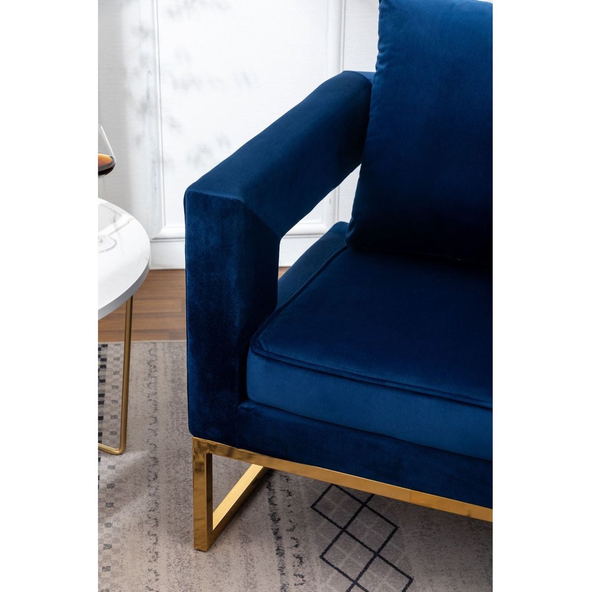 Lenola Contemporary Upholstered Accent Arm Chair, Blue