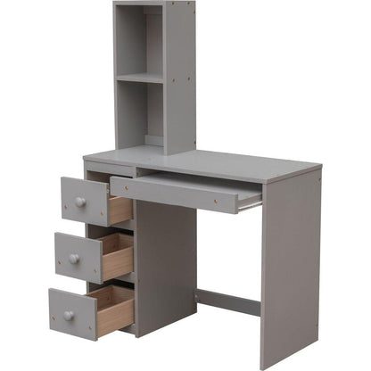 Twin Size Loft Bed with a Stand-alone Bed, Storage Staircase, Desk, Shelves and Drawers, Gray