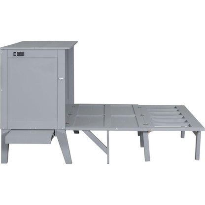 Full Size Murphy Bed with USB Port and removable Shelves on Each Side,Gray