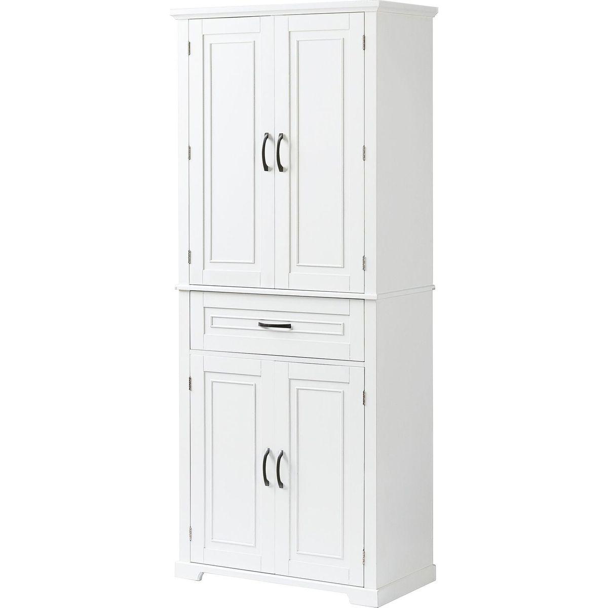 Bathroom Storage Cabinet with Doors and Drawer, Multiple Storage Space, Adjustable Shelf, White