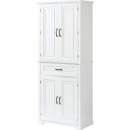 Bathroom Storage Cabinet with Doors and Drawer, Multiple Storage Space, Adjustable Shelf, White
