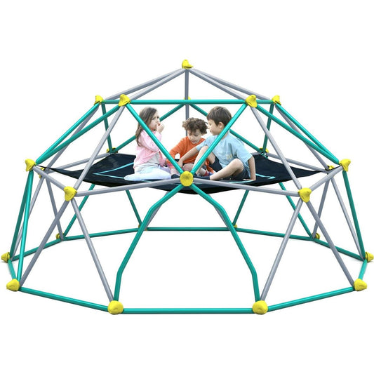 12ft Geometric Dome Climber Play Center, Kids Climbing Dome Tower with Hammock, Rust & UV Resistant Steel Supporting 1000 LBS