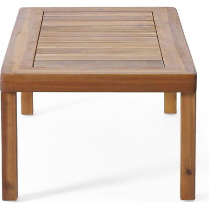 Teak Acacia Wood Loveseat and Coffee Table Set with Cream Cushions