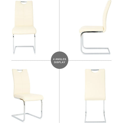 Modern PU dining chair living room chair upholstered chair, electroplated metal legs design, kitchen, living room, bedroom, dining room side chair (Set of 2)