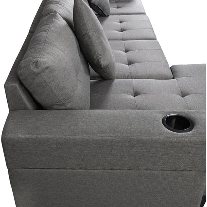 Sectional Sofa Set for Living Room with L Shape Chaise Lounge, cup holder and Left or Right Hand Chaise Modern 4 Seat