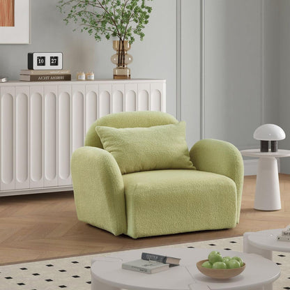 Living Room Furniture Lazy Sofa Chair Teddy Fabric Light Green