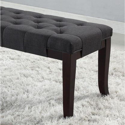 Linon Tufted Bench, Fabric, Gray