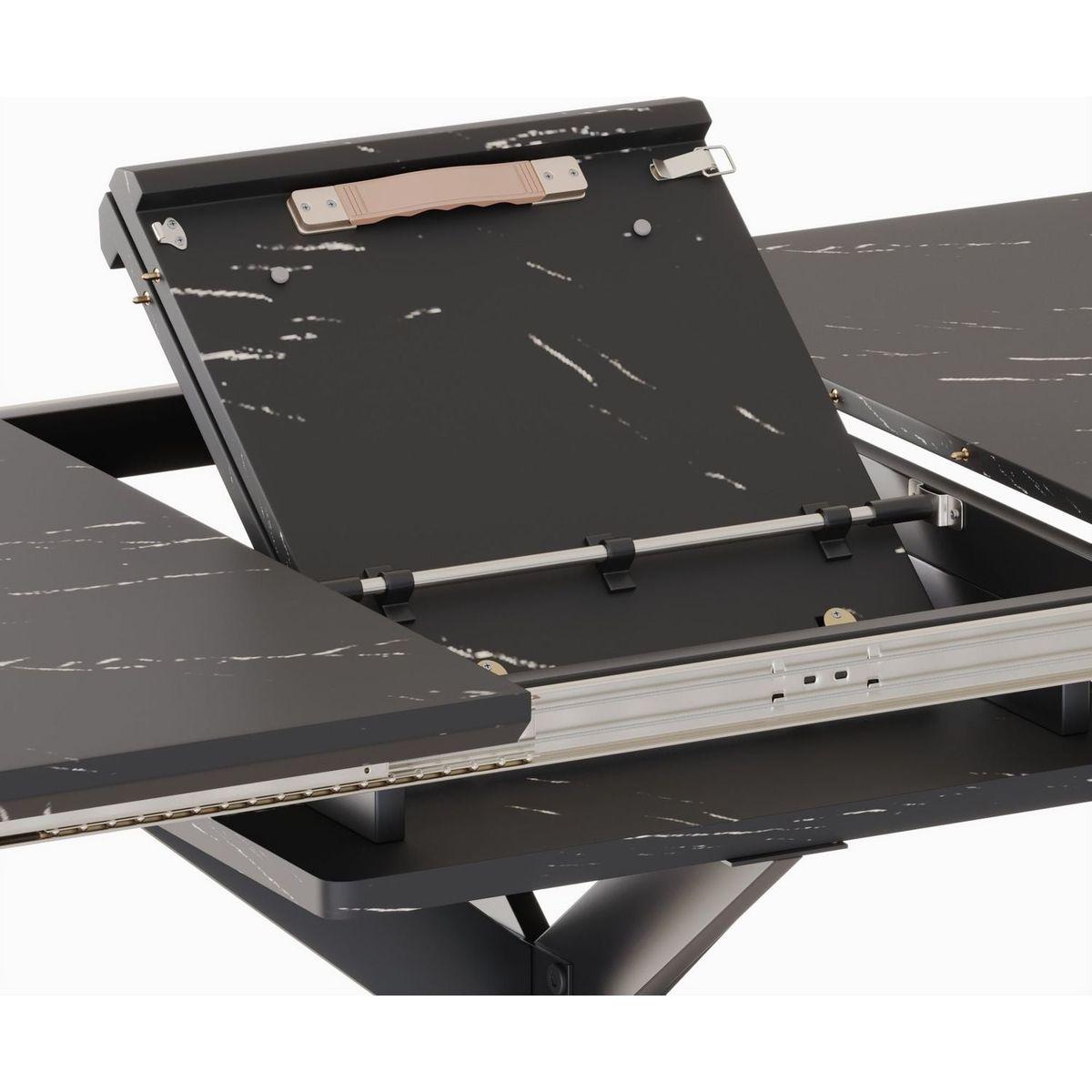 62.4" Extendable 78.15"Very large Black Dining Table Modern Mid-Century Kitchen Table Set for Dining Room, party Table,Conference table,Black metal X shape Legs.