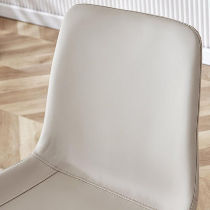 Light gray artificial leather backrest cushion dining chair, black metal legs, curved widened cushion design for more comfort, suitable for restaurants, kitchens, bedrooms, offices.(6 chairs) 0502
