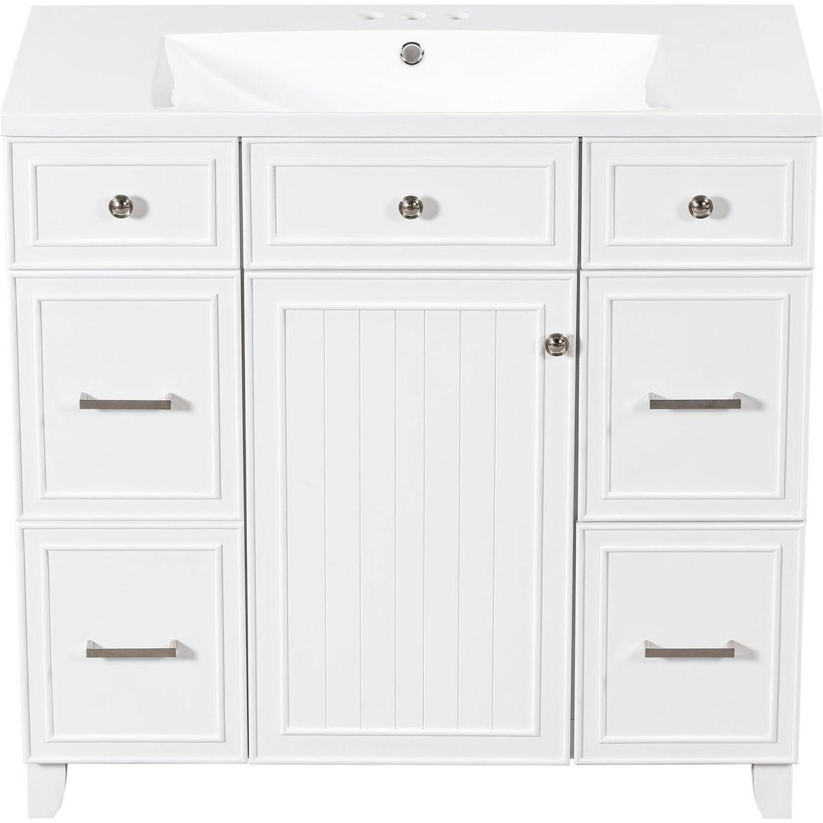 36" Bathroom Vanity Cabinet with Sink Top Combo Set,White,Single Sink,Shaker Cabinet with Soft Closing Door and Drawer