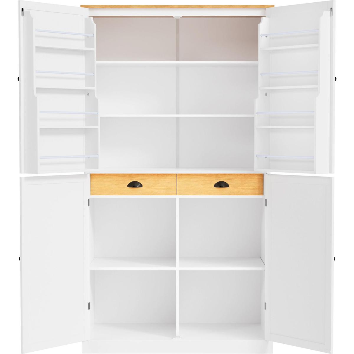 [Assembly Video Provided]40.2x20x71.3inch High Freestanding Kitchen Pantry Large Cupboard Storage Cabinet with 2 Drawers, 2 Adjustable Shelves, 8 Door Shelves for Kitchen, Dining Room,White