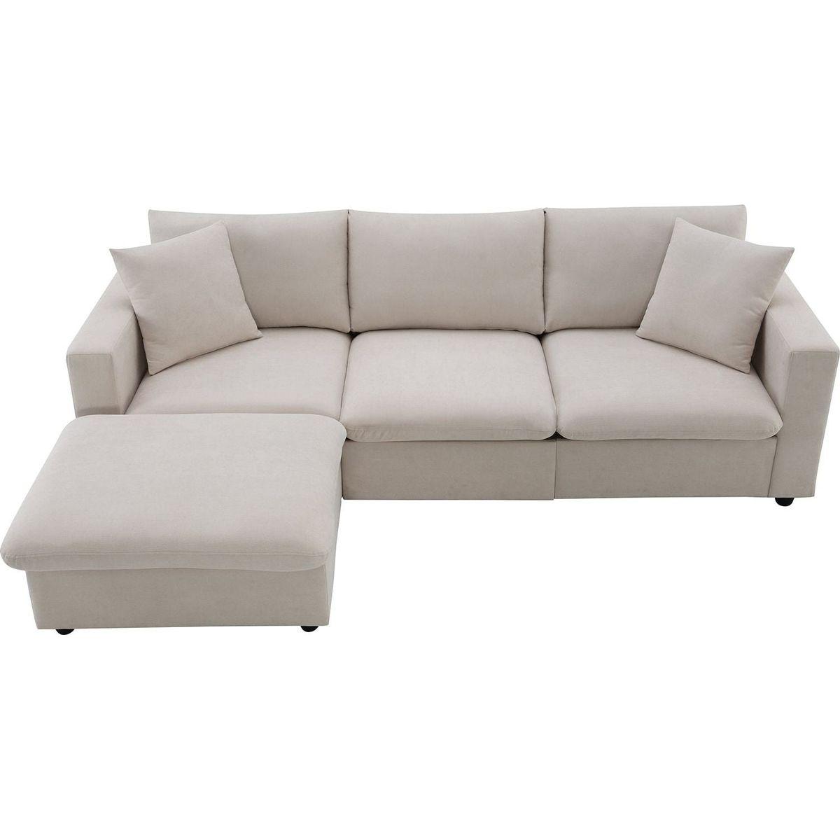 100.4x64.6" Modern Sectional Sofa,L-shaped Couch Set with 2 Free pillows,4-seat Polyester Fabric Couch Set with Convertible Ottoman for Living Room, Apartment, Office,4 Colors