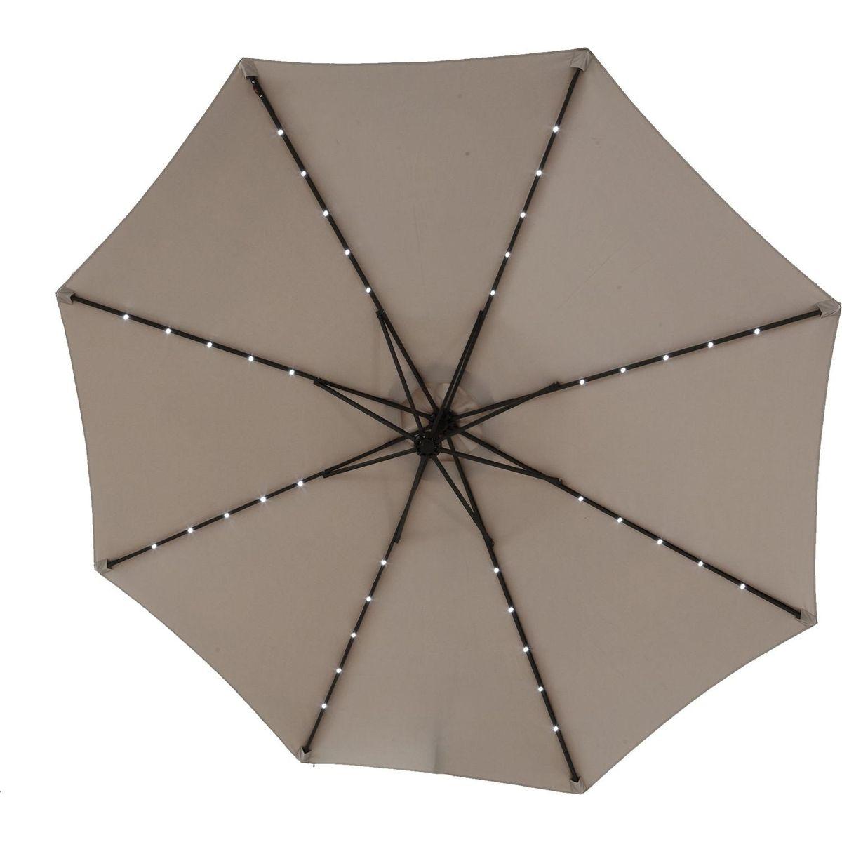 10ft Solar LED Offset Hanging Market Patio Umbrella (khaki)
