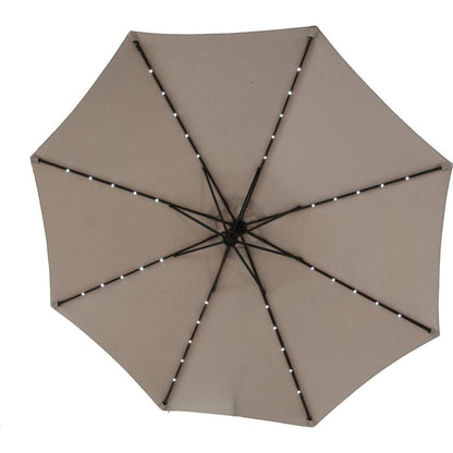 10ft Solar LED Offset Hanging Market Patio Umbrella (khaki)