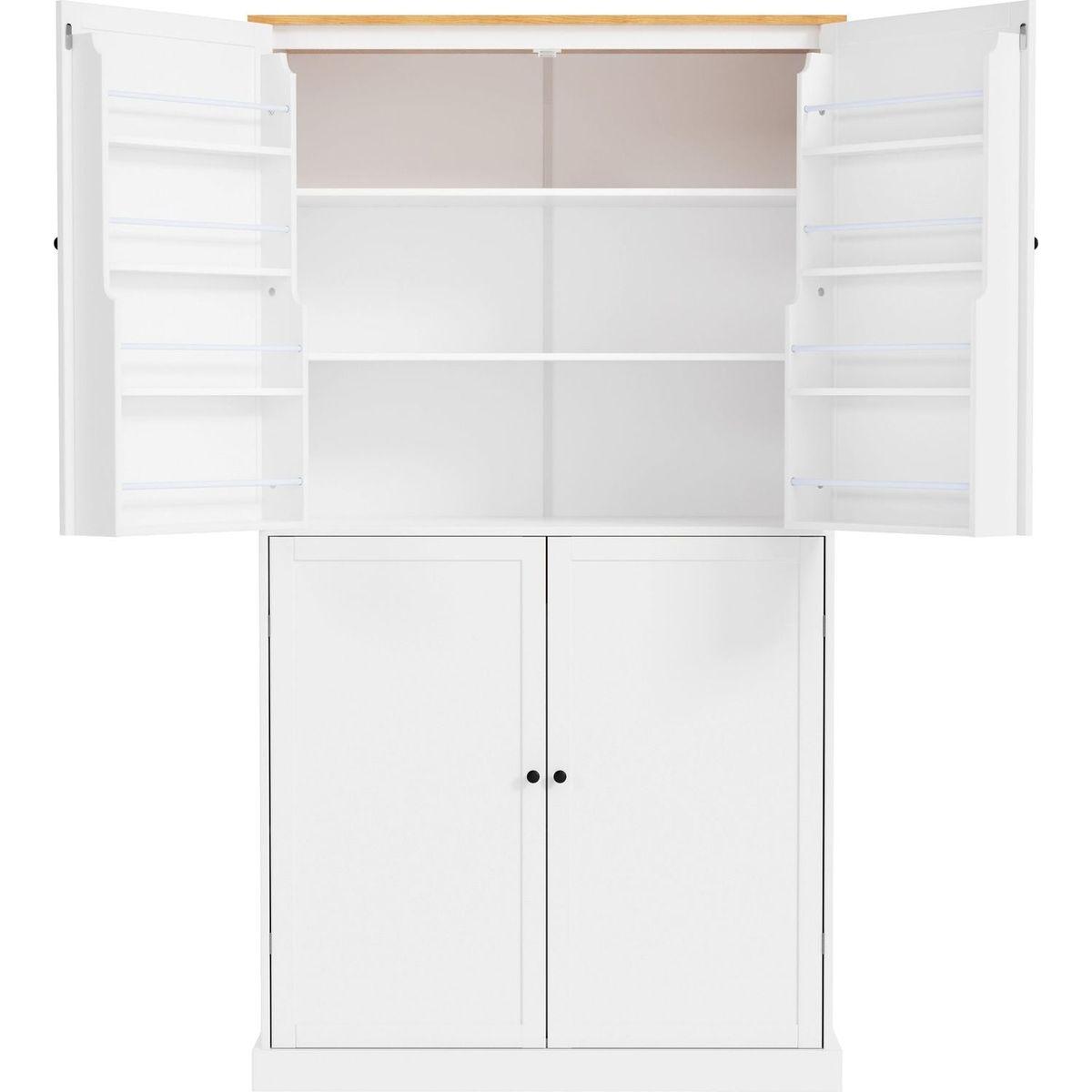 [Assembly Video Provided]40.2x20x71.3inch High Freestanding Kitchen Pantry Large Cupboard Storage Cabinet with 2 Drawers, 2 Adjustable Shelves, 8 Door Shelves for Kitchen, Dining Room,White