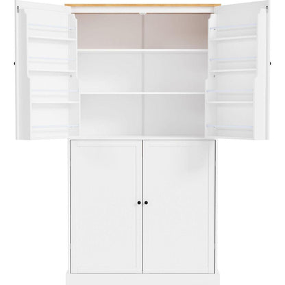 [Assembly Video Provided]40.2x20x71.3inch High Freestanding Kitchen Pantry Large Cupboard Storage Cabinet with 2 Drawers, 2 Adjustable Shelves, 8 Door Shelves for Kitchen, Dining Room,White