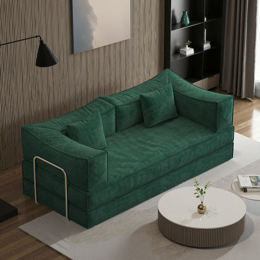 78.8 inch  Modular sofa, convertible pudding block sofa, floor-standing sofa bed with armrests and comfortable sofa bed, compression sofa for living room and bedroom -  (Green)