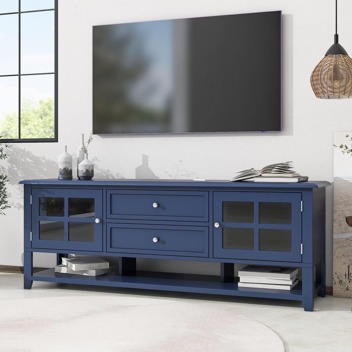 TV Stand for TVs up to 60", Entertainment Center with Multifunctional Storage Space, TV Cabinet with Modern Design, Media Console for Living Room, Bedroom - Streamdale Furniture