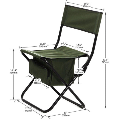 2-piece Folding Outdoor Chair with Storage Bag, Portable Chair for indoor, Outdoor Camping, Picnics and Fishing,Green