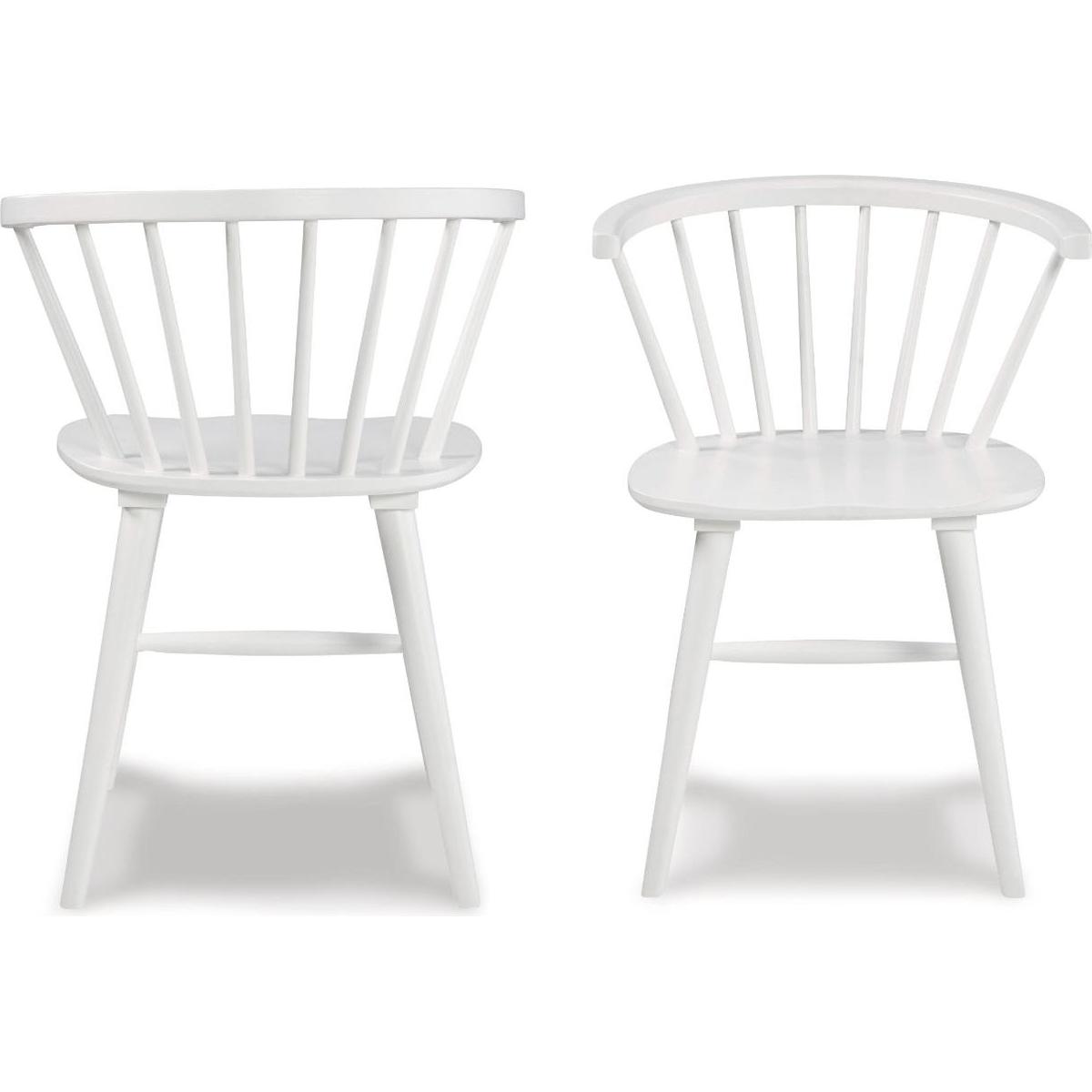 Alwynn Contemporary Wooden Spindle Back Dining Chairs, Windsor Chairs, Set of 2, White