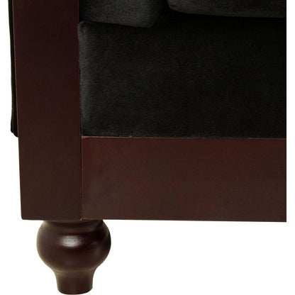 VIVALUX 59.44" Chesterfield Velvet Loveseat Sofa,2-Person Rolled Arm Dutch Plush Upholstered Sofa Couch with Tufted Button for Living Room, Bedroom, Small Places,Black