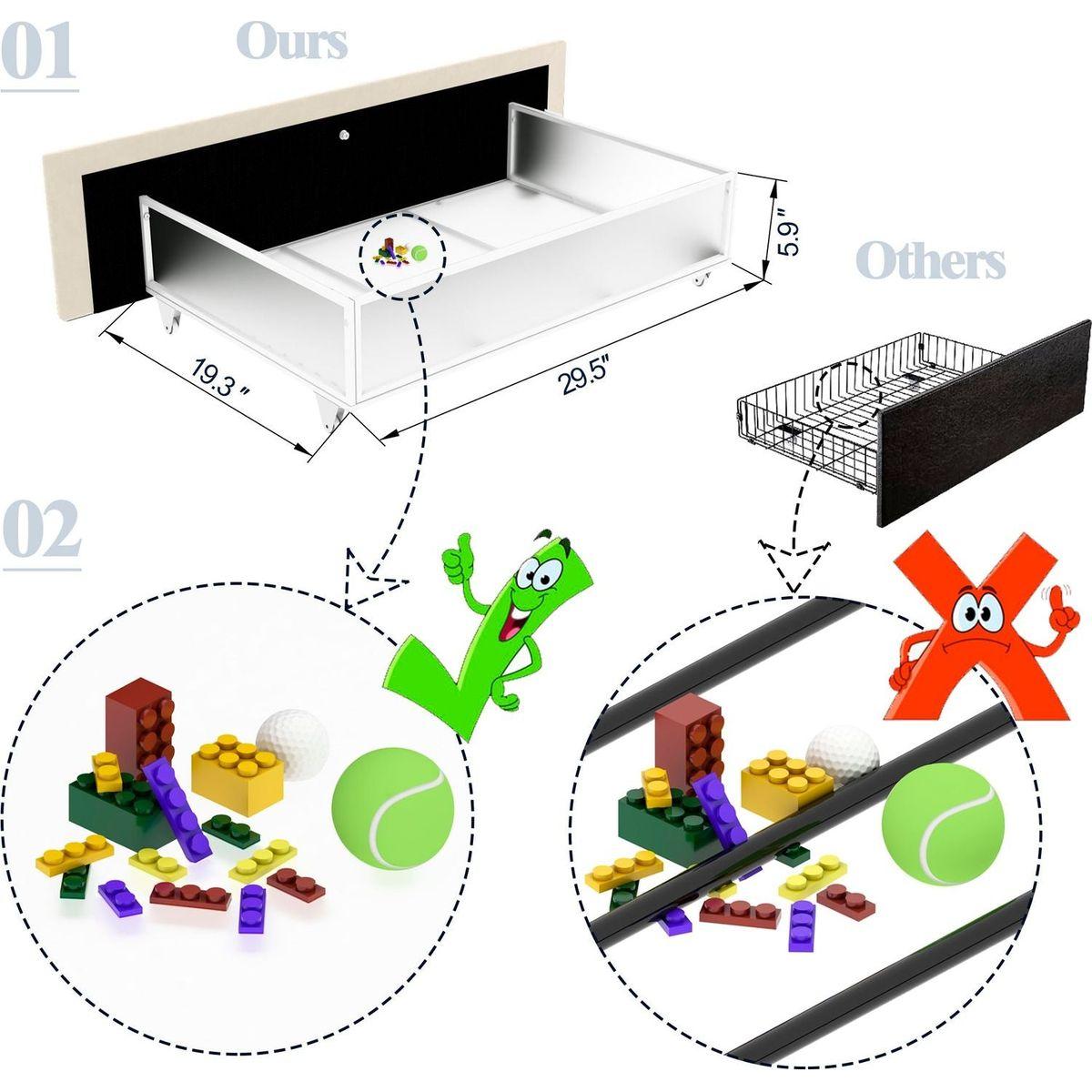 Flora Upholstered Daybed with 2 Drawers, Twin, Ivory Velvet, Ribbed Tufted Backrest, Daybed in Lavish Modern Design