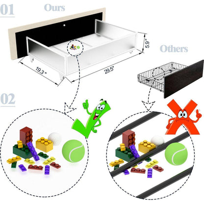 Flora Upholstered Daybed with 2 Drawers, Twin, Ivory Velvet, Ribbed Tufted Backrest, Daybed in Lavish Modern Design