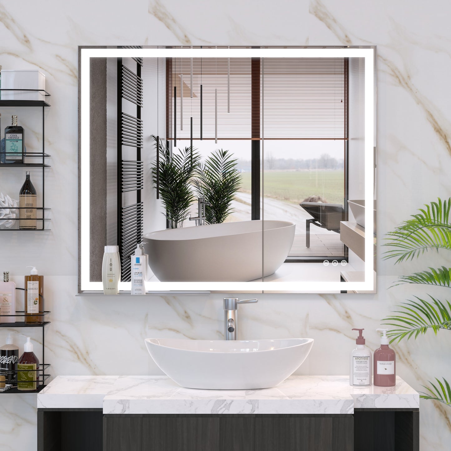 30x36 inch LED Bathroom Vanity Mirror Wall Mounted Adjustable White/Warm/Natural Lights Anti-Fog Touch Switch with Memory Modern Smart Large Bathroom Mirrors