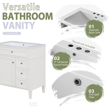 30" Bathroom Vanity with Top Sink, Modern Bathroom Storage Cabinet with 2 Drawers and a Tip-out Drawer, Freestanding Vanity Set with Mirror Cabinet, Single Sink Bathroom Vanity