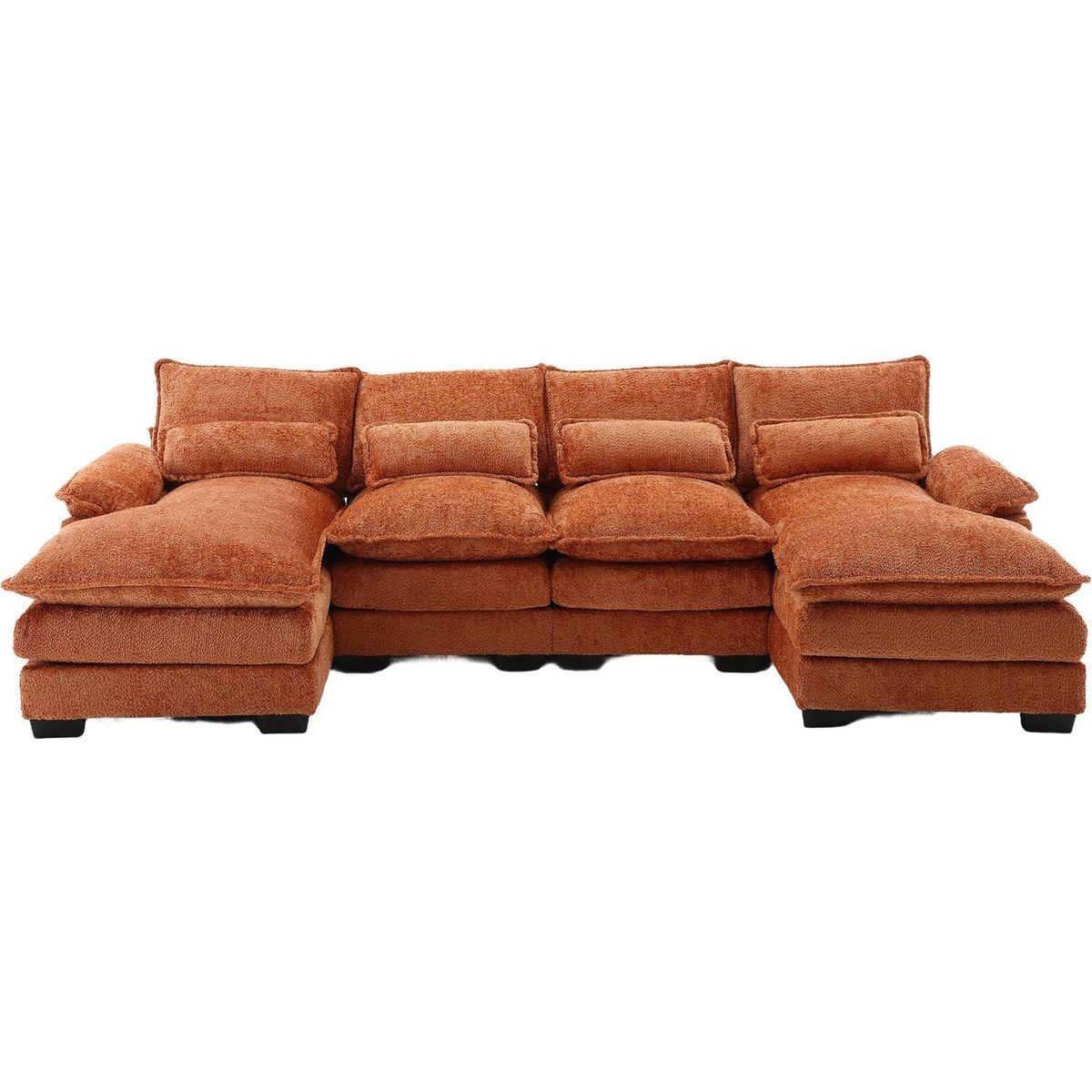 Modern Large chenille Fabric U-Shape Sectional Sofa
