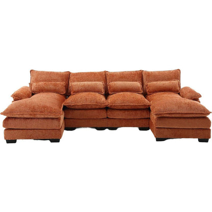Modern Large chenille Fabric U-Shape Sectional Sofa