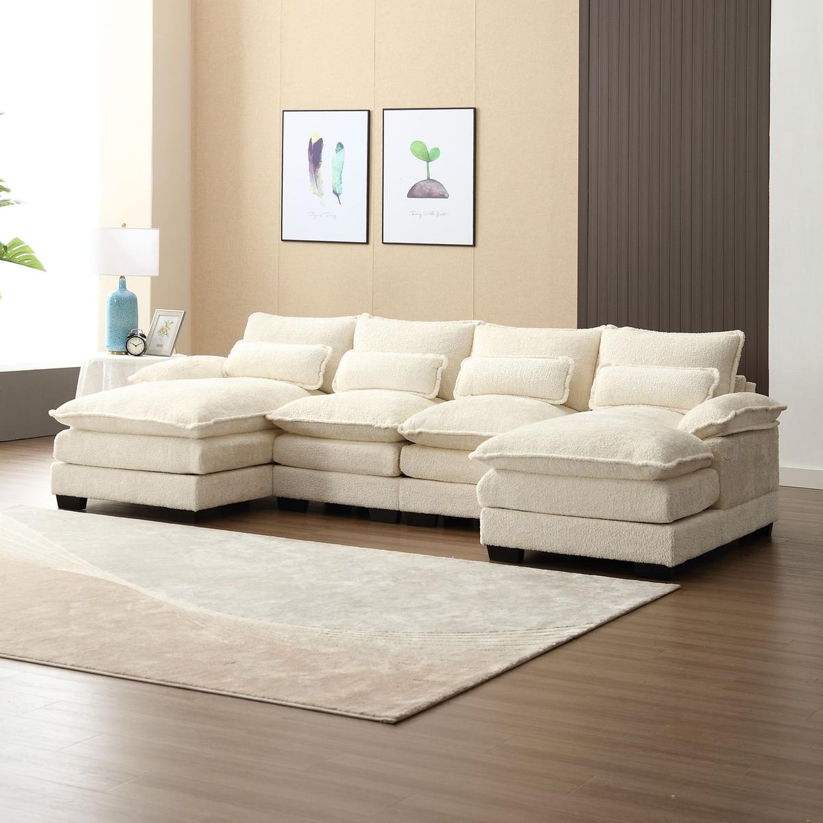 Modern Large chenille Fabric U-Shape Sectional Sofa
