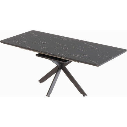 62.4" Extendable 78.15"Very large Black Dining Table Modern Mid-Century Kitchen Table Set for Dining Room, party Table,Conference table,Black metal X shape Legs.