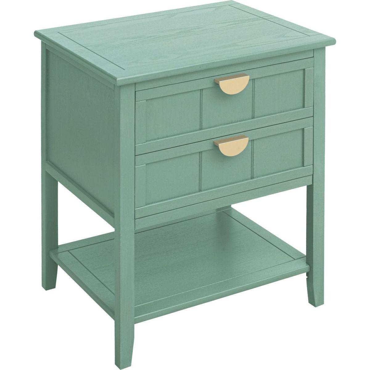 2 Drawer Side Table, American Style, End Table, Suitable for Bedroom, Living Room, Study