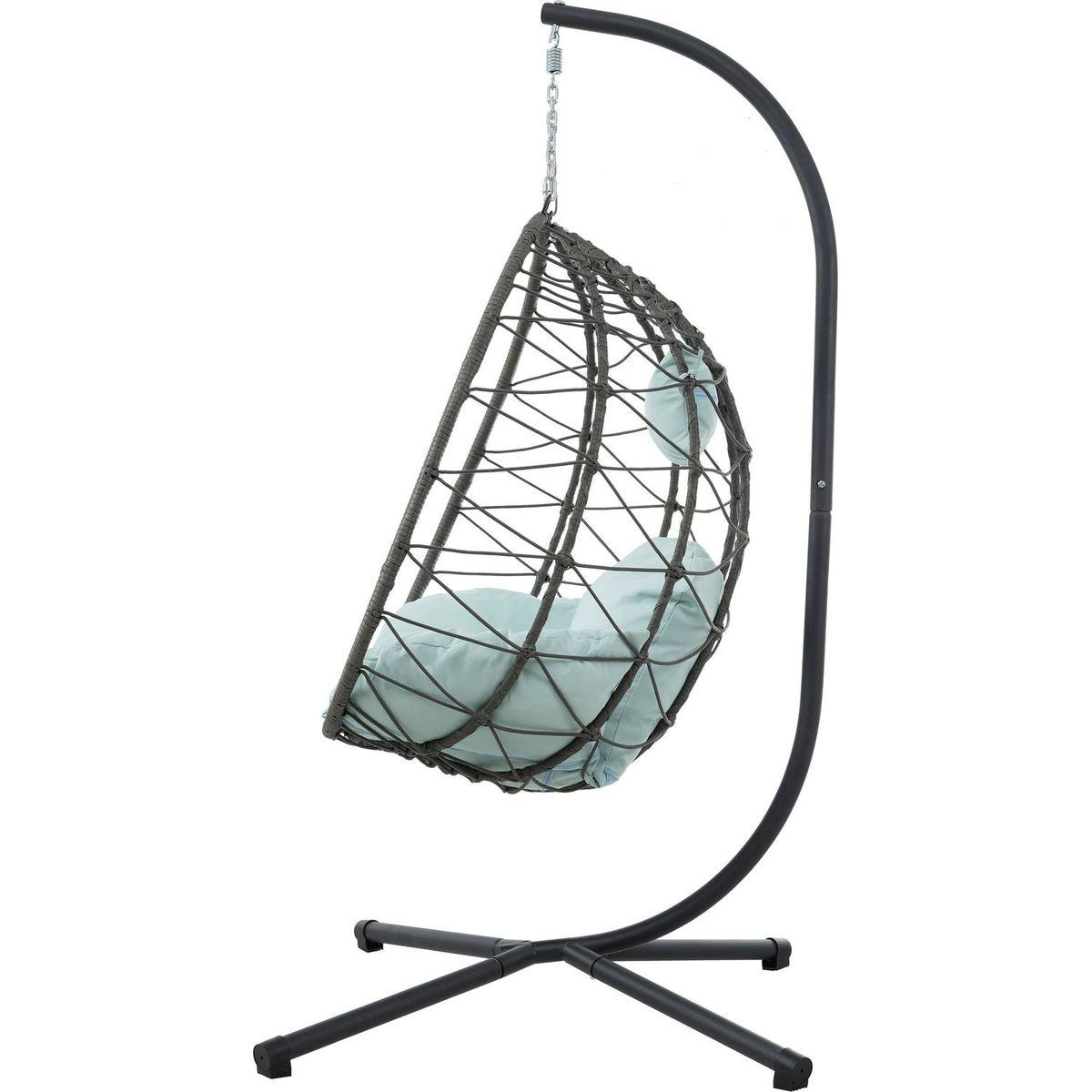 Egg Chair with Stand Indoor Outdoor Swing Chair Patio Wicker Hanging Egg Chair Hanging Basket Chair with Stand for Bedroom Living Room Balcony