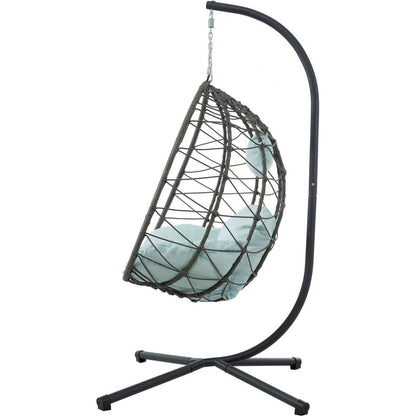 Egg Chair with Stand Indoor Outdoor Swing Chair Patio Wicker Hanging Egg Chair Hanging Basket Chair with Stand for Bedroom Living Room Balcony