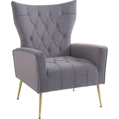 Modern Accent Chair with Ottoman, Comfy Armchair for Living Room, Bedroom, Apartment, Office (Grey)