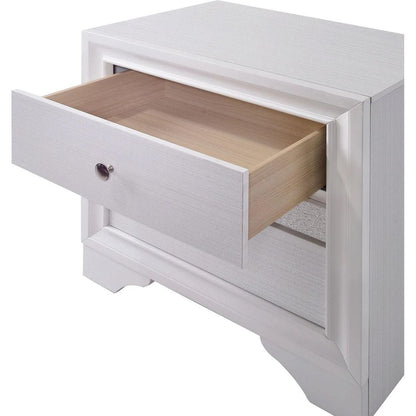 Contemporary 1pc Nightstand White Finish Silver Accents Hidden Jewelry Drawer Nickel Round Knob Bedside Table Bedroom Furniture