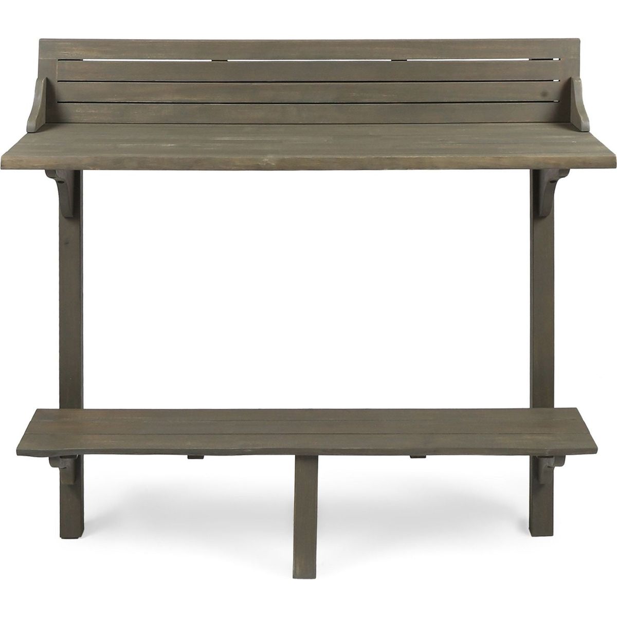 Outdoor Acacia Wood Balcony Bar Table, Gray Finish