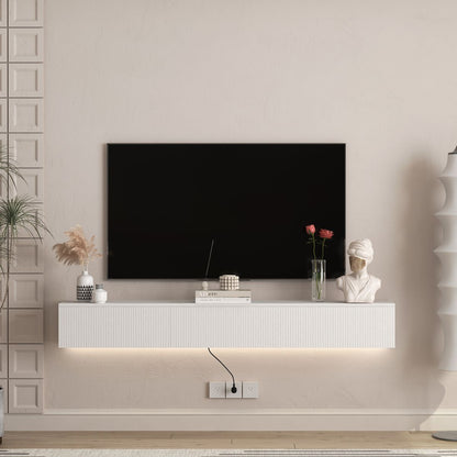 Floating TV Stand Wall Mounted with 16 Color LEDs,69' Modern TV Stand, Floating TV Cabinet Entertainment Center for 55 60 65 Inch TV
